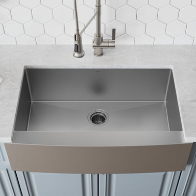 KRAUS 33" Farmhouse Single Bowl Stainless Steel Kitchen Sink with NoiseDefend Soundproofing-Kitchen Sinks-DirectSinks