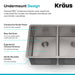KRAUS 33" Undermount 40/60 Double Bowl 16 Gauge Stainless Steel Kitchen Sink with NoiseDefend Soundproofing-Kitchen Sinks-DirectSinks