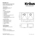 KRAUS 33" Undermount 50/50 Double Bowl 16 Gauge Stainless Steel Kitchen Sink with NoiseDefend Soundproofing-Kitchen Sinks-DirectSinks