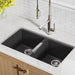 KRAUS 33" Undermount 50/50 Double Bowl Black Onyx Granite Kitchen Sink-Kitchen Sinks-DirectSinks