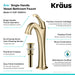 KRAUS Arlo™ Brushed Gold Tall Vessel Bathroom Faucet with Pop-Up Drain-Bathroom Faucets-KRAUS