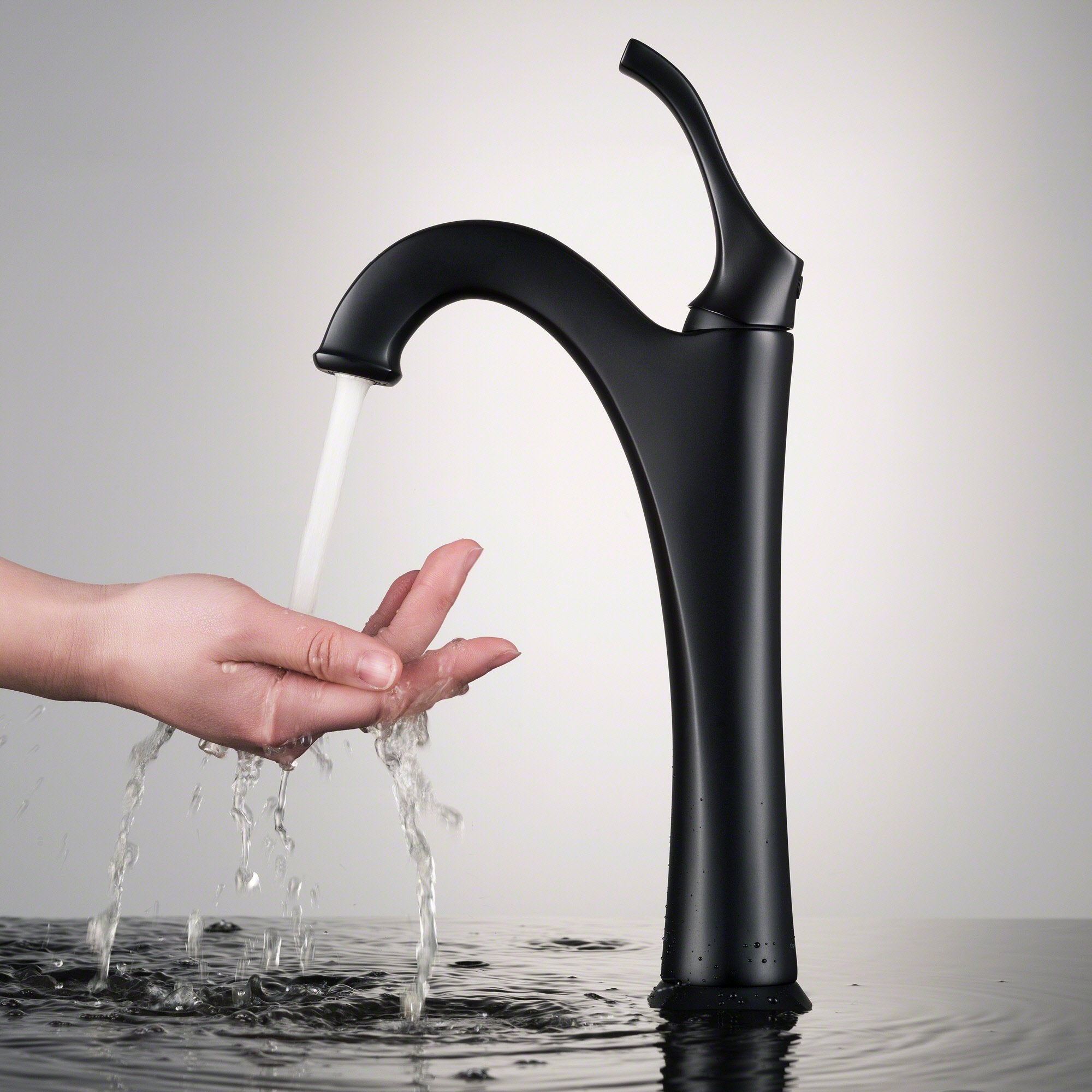 KRAUS Arlo Single Handle Vessel Bathroom Faucet in Matte Black KVF-1200MB | DirectSinks