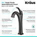 KRAUS Arlo Single Handle Vessel Bathroom Faucet in Oil Rubbed Bronze KVF-1200ORB | DirectSinks