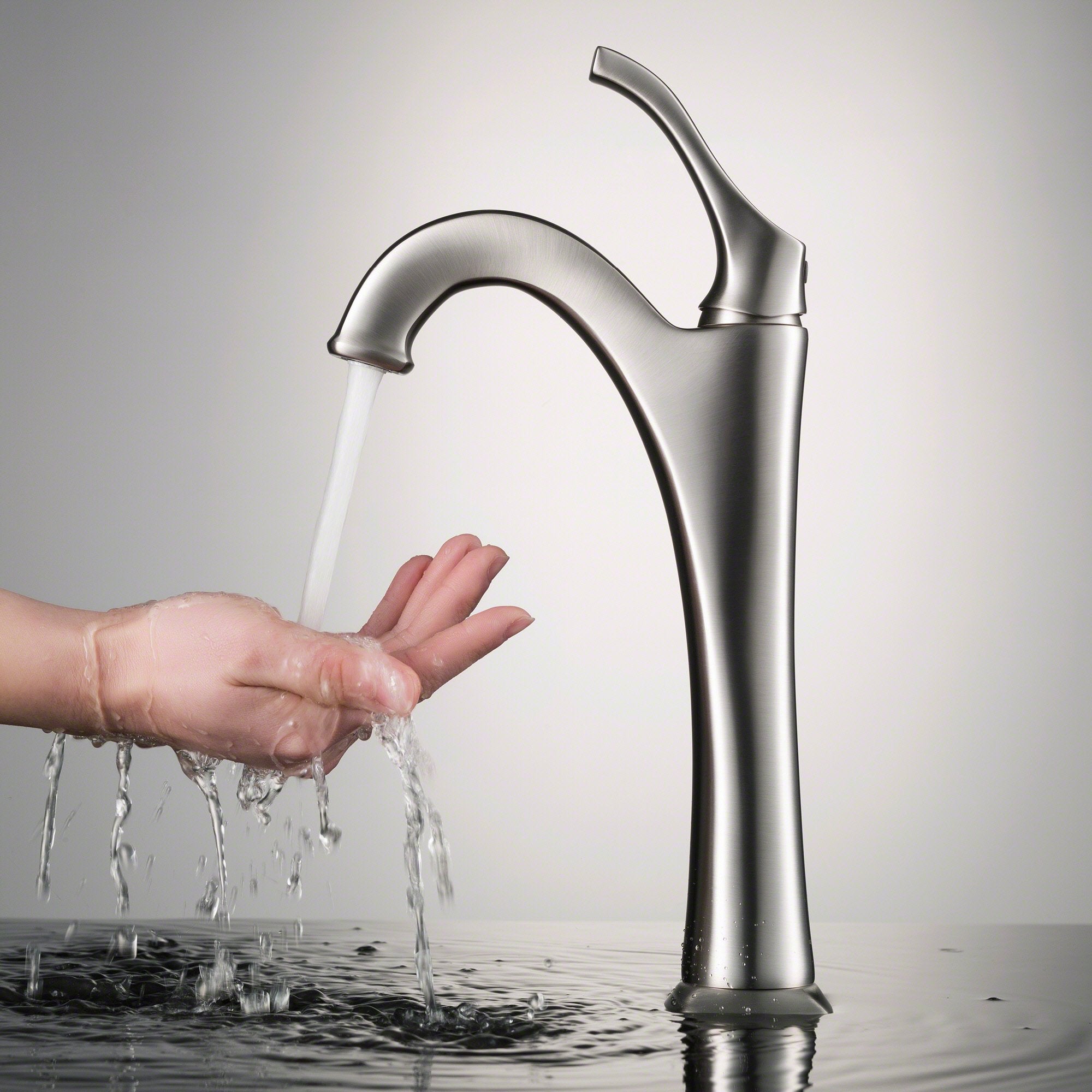 KRAUS Arlo Single Handle Vessel Bathroom Faucet in Stainless Steel KVF-1200SFS | DirectSinks