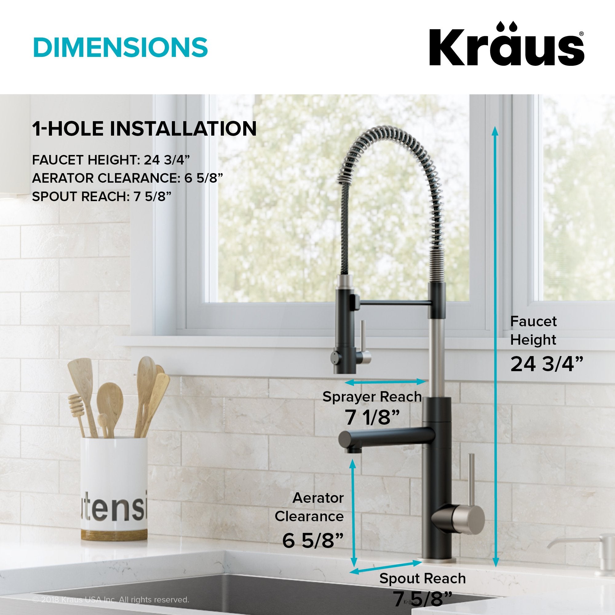KRAUS Artec Pro 2-Function Commercial Style Pre-Rinse Kitchen Faucet in Spot Free Stainless Steel/Matte Black KPF-1603SFSMB | DirectSinks