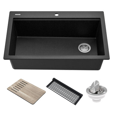 KRAUS Bellucci Workstation 33" Drop-In Granite Composite Kitchen Sink with Accessories-Kitchen Sinks-KRAUS