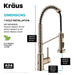 KRAUS Bolden Touchless Pull-Down Single Handle Faucet in Spot Free Antique Champagne Bronze-Kitchen Faucets-DirectSinks