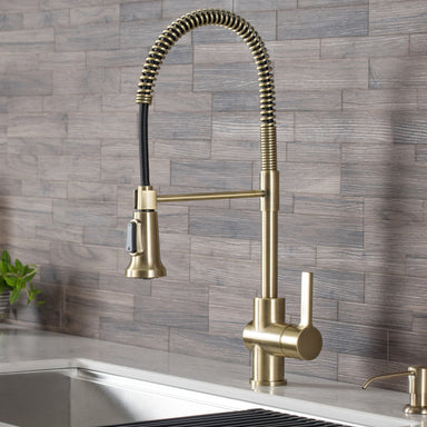KRAUS Britt Commercial Style Kitchen Faucet in Brushed Gold KPF-1690BG | DirectSinks