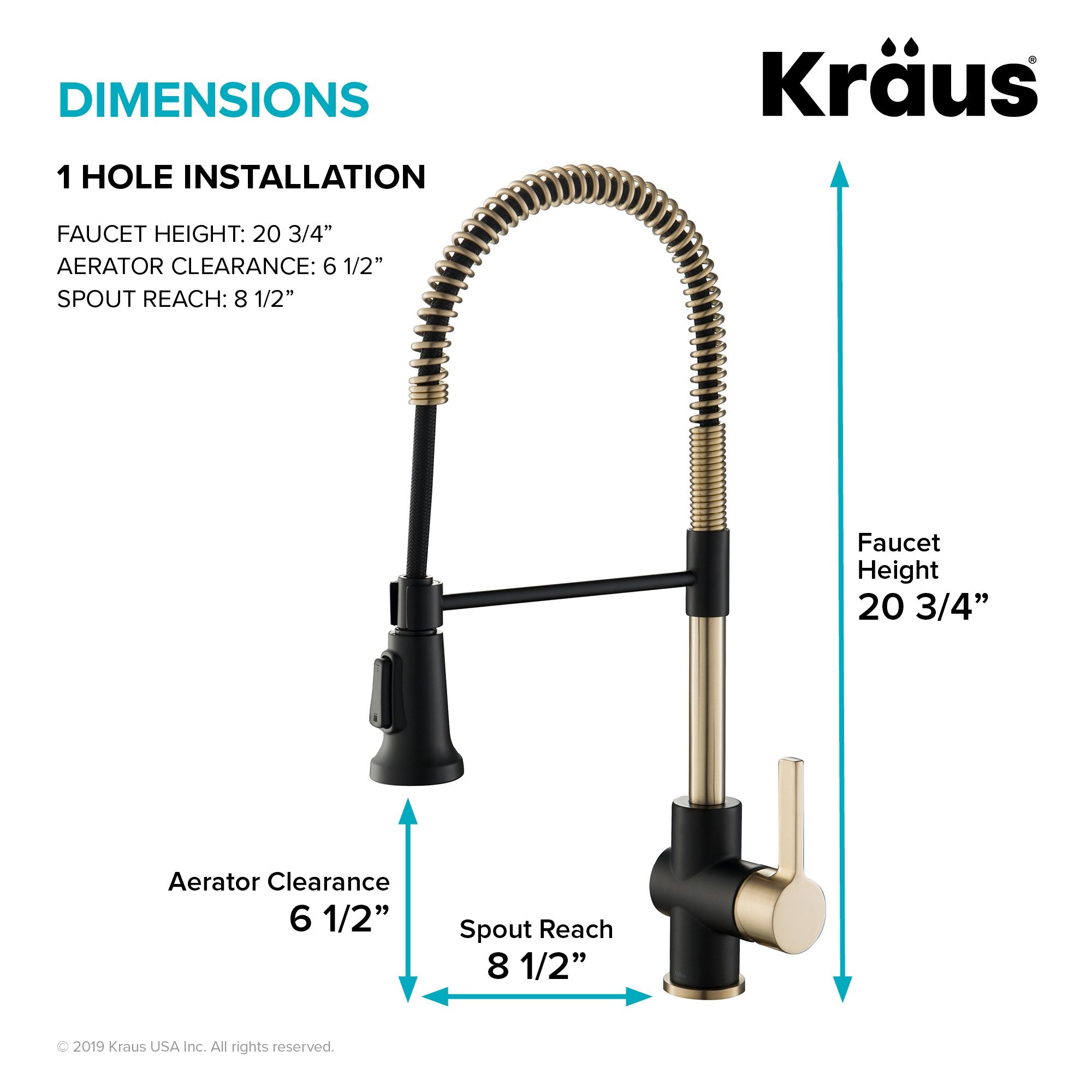 KRAUS Britt Commercial Style Kitchen Faucet in Matte Black/Brushed Gold KPF-1690BGMB | DirectSinks