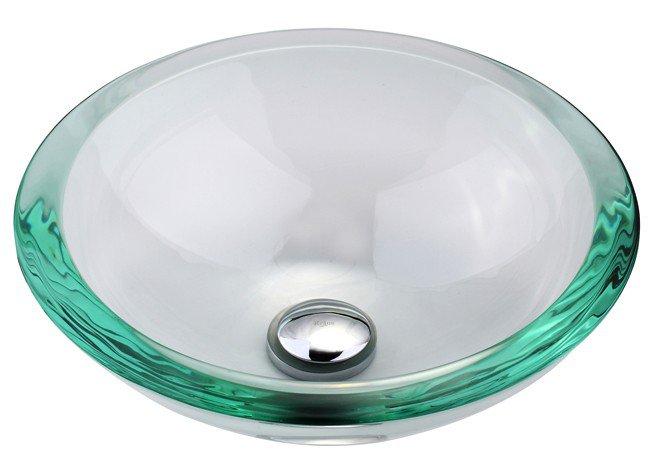 Kraus Clear 34mm edge Glass Vessel Bathroom Sink with PU-MR-KRAUS-DirectSinks