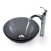 KRAUS Clear Black 14" Glass Vessel Bathroom Sink with PU-MR-Bathroom Sinks-DirectSinks