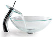 Kraus Clear Glass Vessel Sink and Waterfall Faucet-DirectSinks