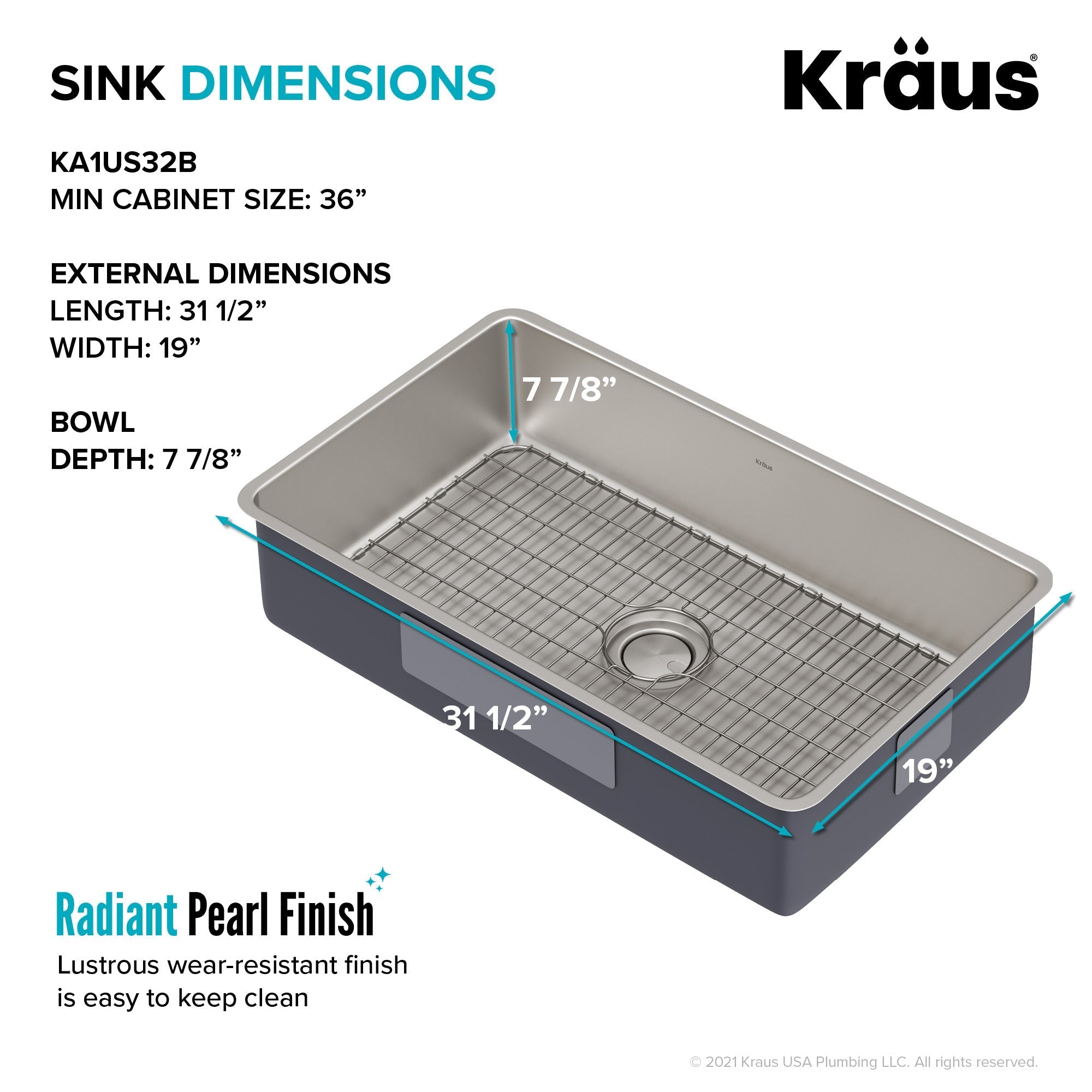 KRAUS Dex 32" Undermount 16 Gauge Stainless Steel Kitchen Sink-Kitchen Sinks-DirectSinks