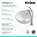 KRAUS Elavo 14-Inch Round White Porcelain Ceramic Bathroom Vessel Sink and Arlo Faucet Combo Set with Pop-Up Drain-Bathroom Sinks & Faucet Combos-DirectSinks