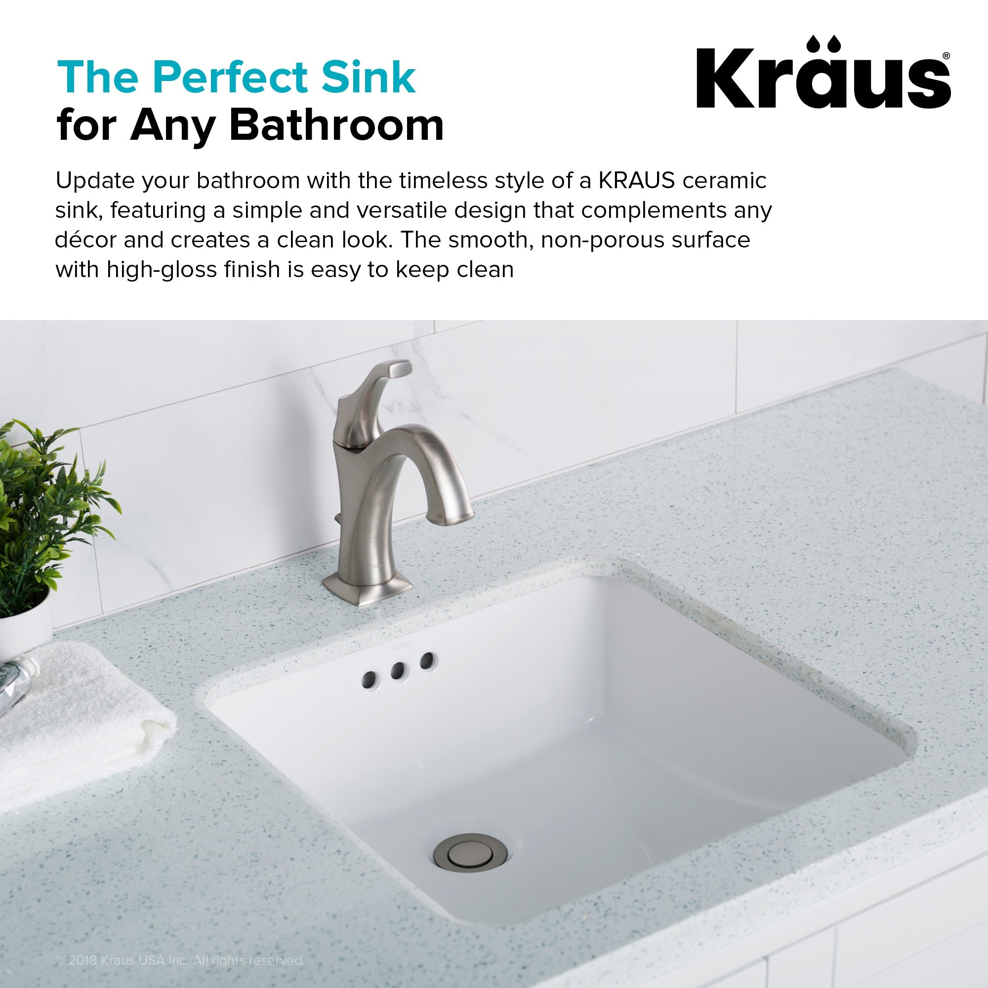 KRAUS Elavo Square Ceramic Undermount Bathroom Sink in White with Overflow-Bathroom Sinks-DirectSinks