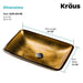 KRAUS Golden Pearl Rectangular Glass Vessel Sink in Gold-Bathroom Sinks-DirectSinks