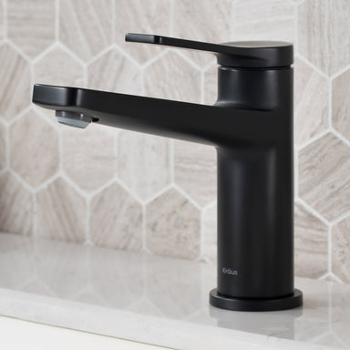 KRAUS Indy Single Handle Bathroom Faucet in Matte Black KBF-1401MB | DirectSinks