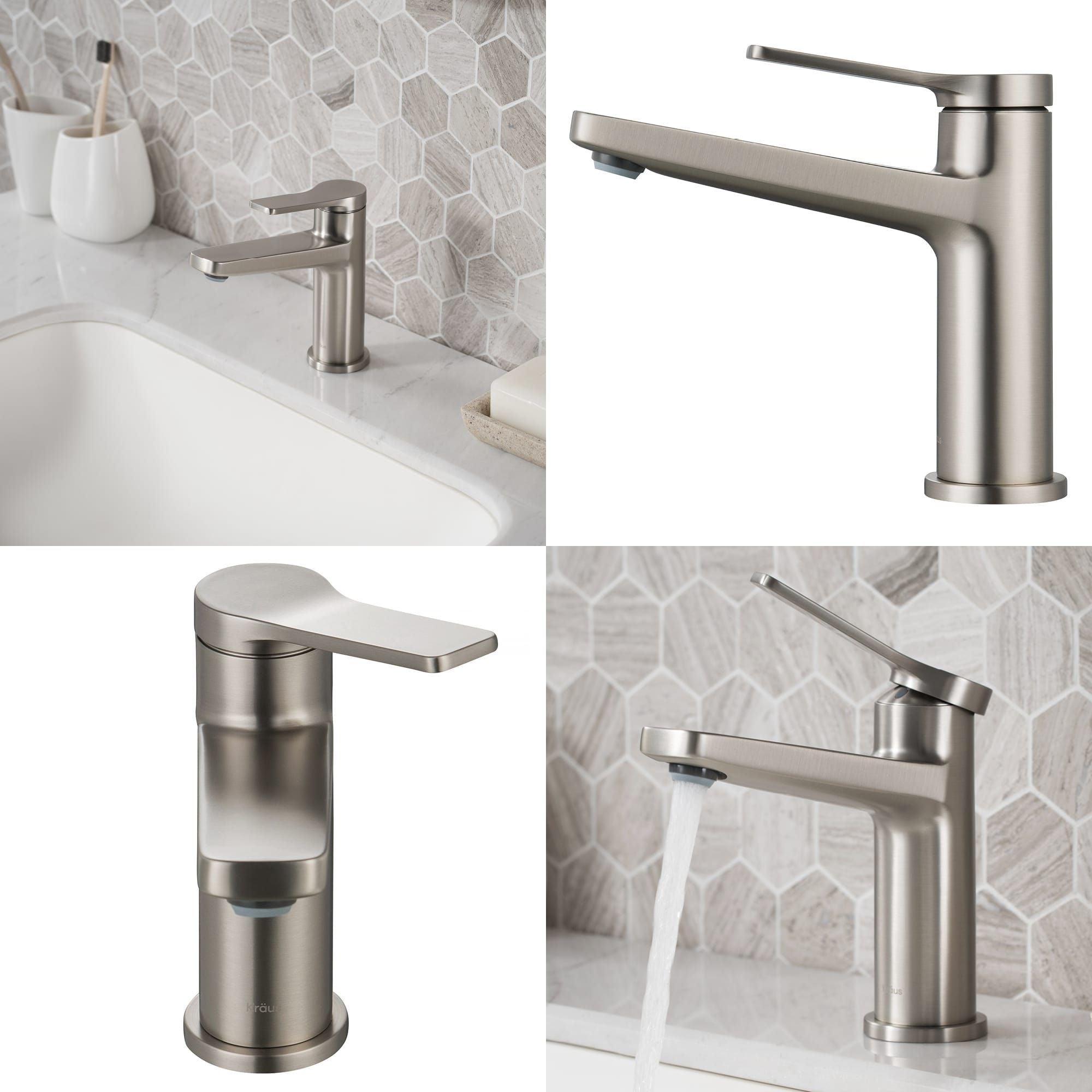 KRAUS Indy Single Handle Bathroom Faucet with Matching Pop-Up Drain in Spot Free Stainless Steel/Satin Nickel KBF-1401SFS-PU-11SN | DirectSinks