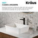 KRAUS Indy Single Handle Vessel Bathroom Faucet and Pop Up Drain in Matte Black KVF-1400MB-PU-10MB | DirectSinks
