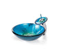 Kraus Irruption Blue Glass Vessel Sink and Waterfall Faucet-KRAUS-DirectSinks