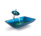 Kraus Irruption Blue Rectangular Glass Vessel Sink and Waterfall Faucet-KRAUS-DirectSinks