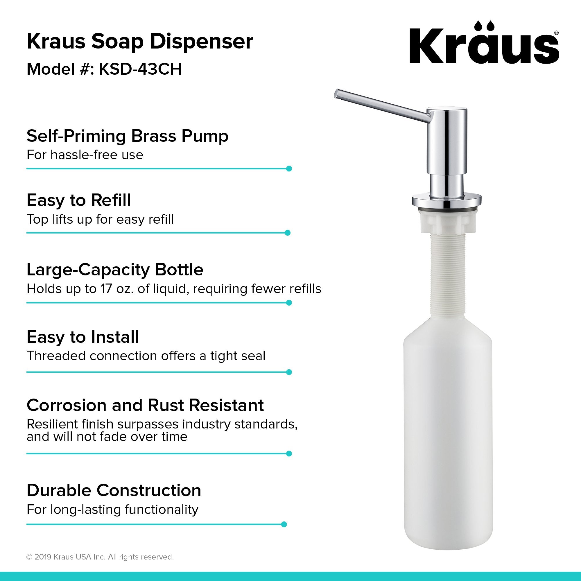 KRAUS Kitchen Soap Dispenser, KSD-43-Soap Dispensers-KRAUS