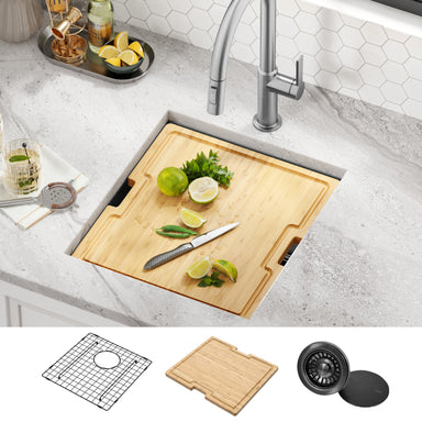 KRAUS Kore Workstation 17" Undermount 16 Gauge Bar or Prep Sink in PVD Gunmetal-Kitchen Sinks-DirectSinks