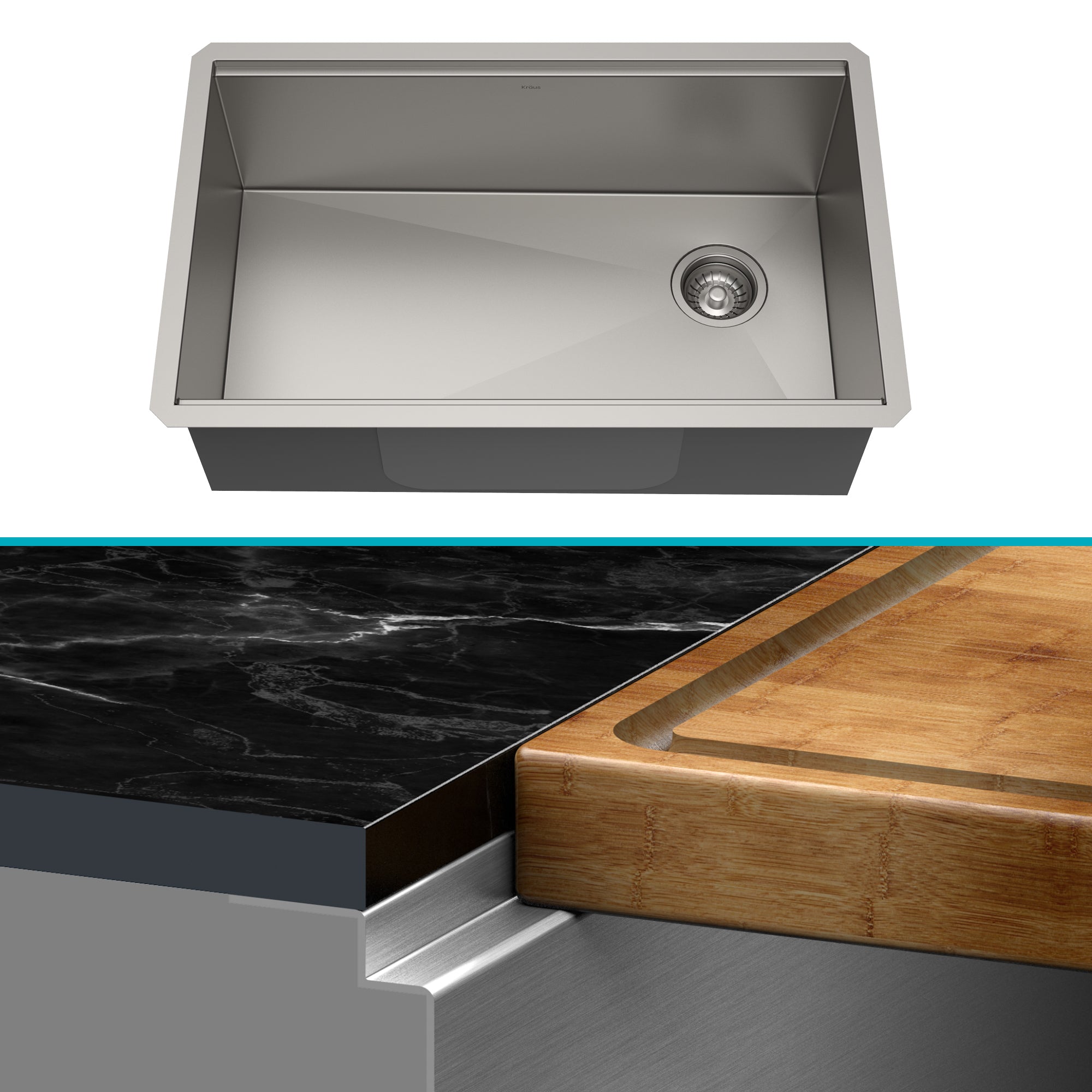 KRAUS Kore Workstation 32" Undermount 16 Gauge Single Bowl Stainless Steel Kitchen Sink with Accessories-Kitchen Sinks-DirectSinks