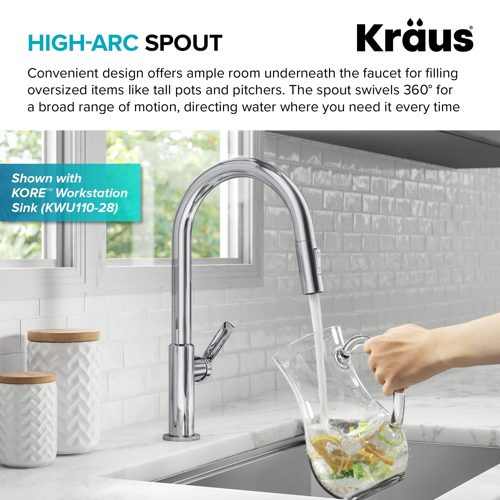 KRAUS Oletto Single Handle Chrome Pull-Down Kitchen Faucet-Kitchen Faucets-DirectSinks