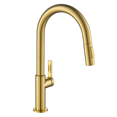 KRAUS Oletto Single Handle Pull-Down Kitchen Faucet in Brushed Brass KPF-2820BB | DirectSinks