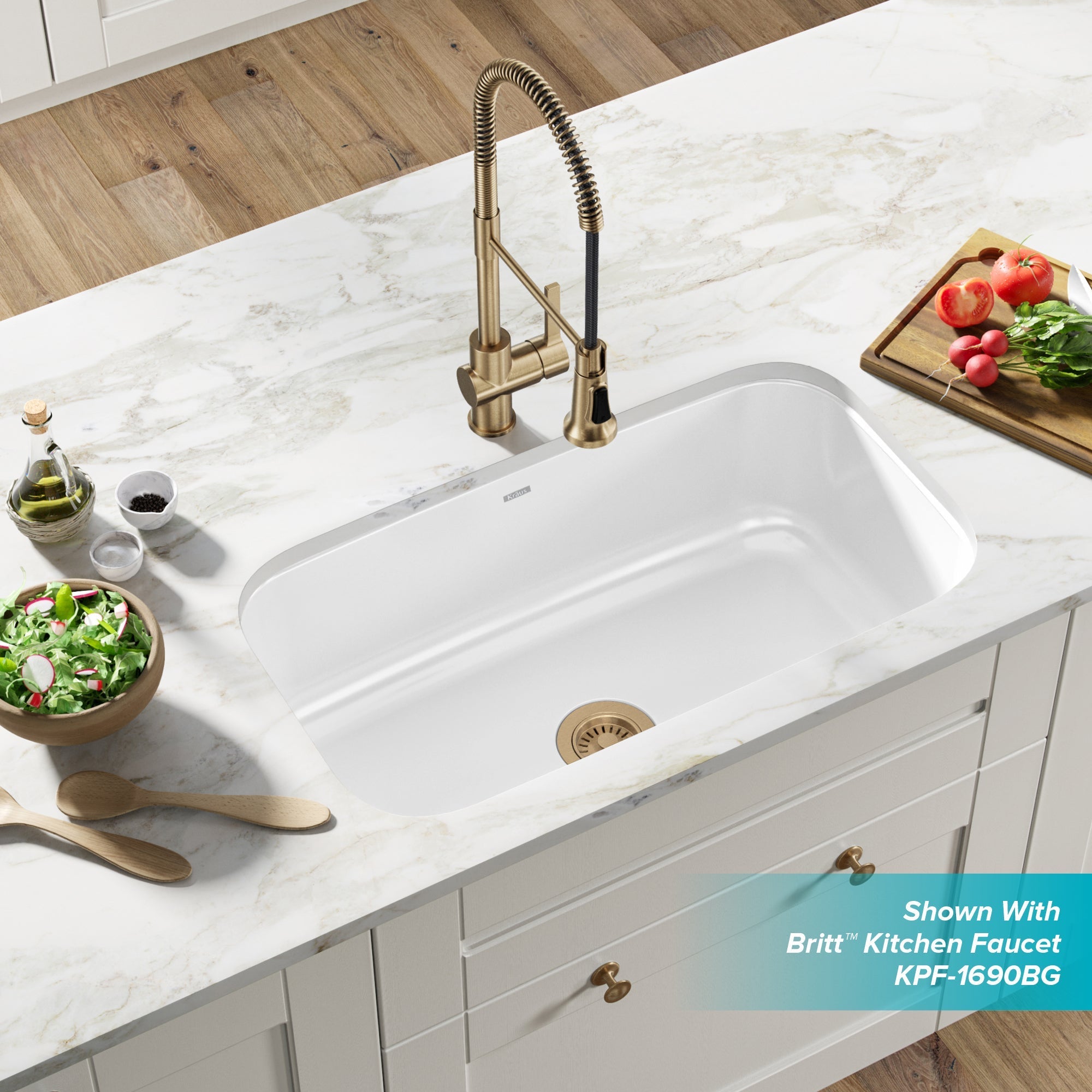 KRAUS Pintura 31 1/2" White Enameled Stainless Steel Kitchen Sink-Kitchen Sinks-DirectSinks