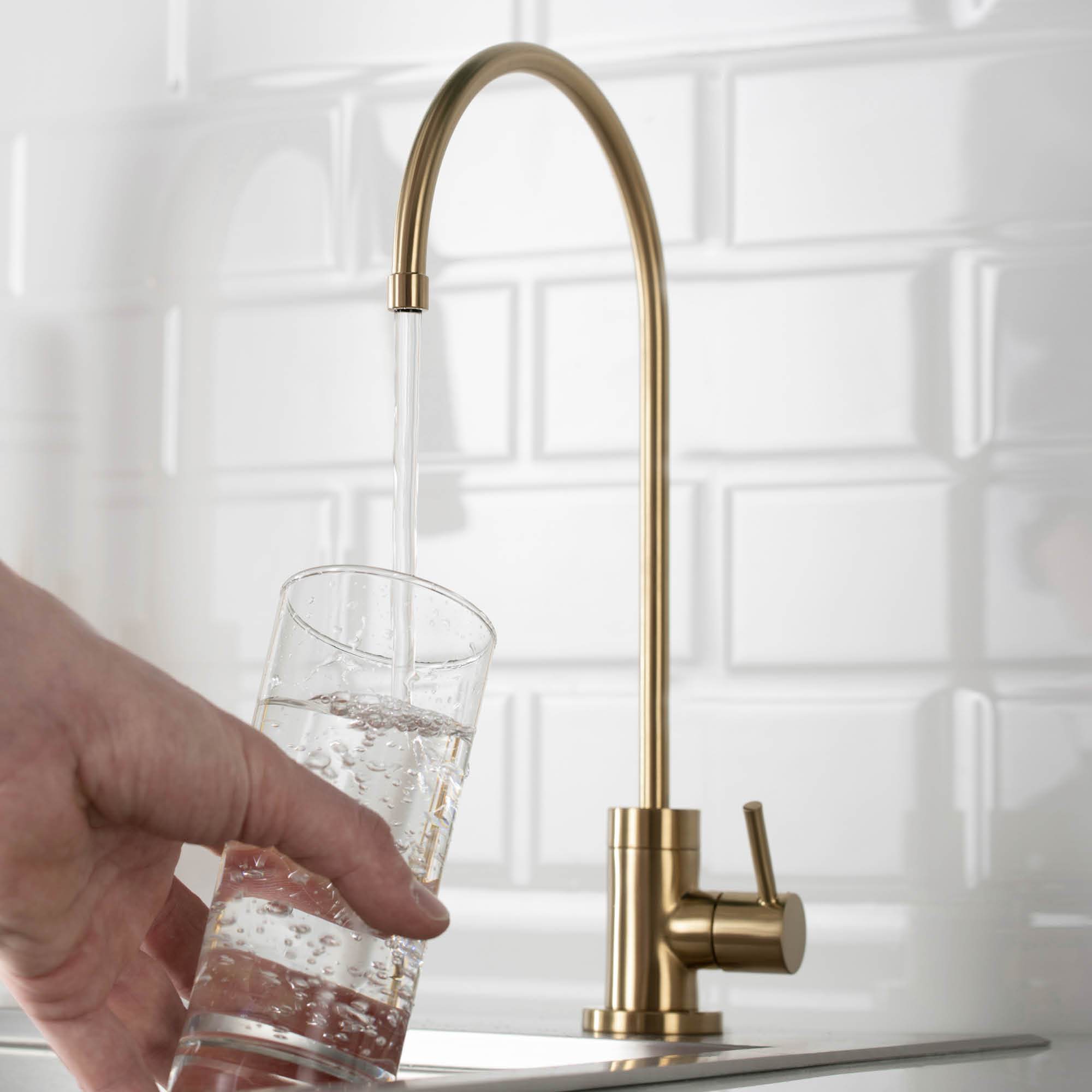 KRAUS Purita 100% Lead-Free Kitchen Water Filter Faucet in Brushed Gold FF-100BG | DirectSinks