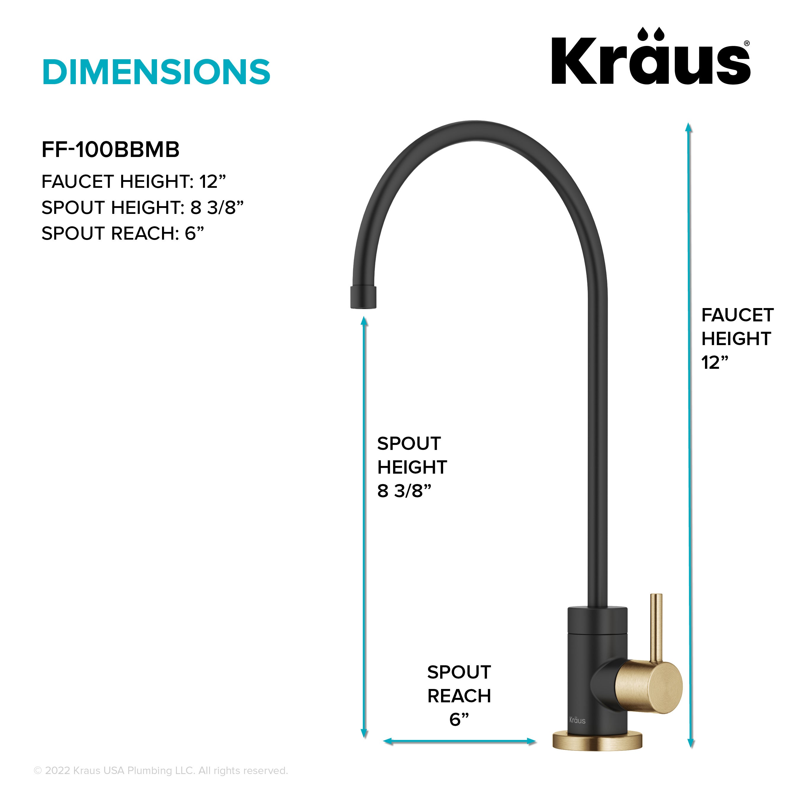 KRAUS Purita 2-Stage Under-Sink Filtration System with Single Handle Drinking Water Filter Faucet in Brushed Brass and Black-FS-1000-FF-100BBMB