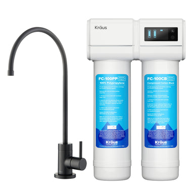 KRAUS Purita 2-Stage Under-Sink Filtration System with Single Handle Drinking Water Filter Faucet in Matte Black-FS-1000-FF-100MB