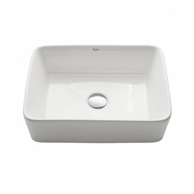 KRAUS Rectangular Ceramic Vessel Bathroom Sink in White-Bathroom Sinks-KRAUS