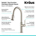 KRAUS Sellette Single Handle Pull Down Kitchen Faucet with Deck Plate and Soap Dispenser in Spot Free Stainless Steel KPF-1680SFS-KSD-80SFS | DirectSinks