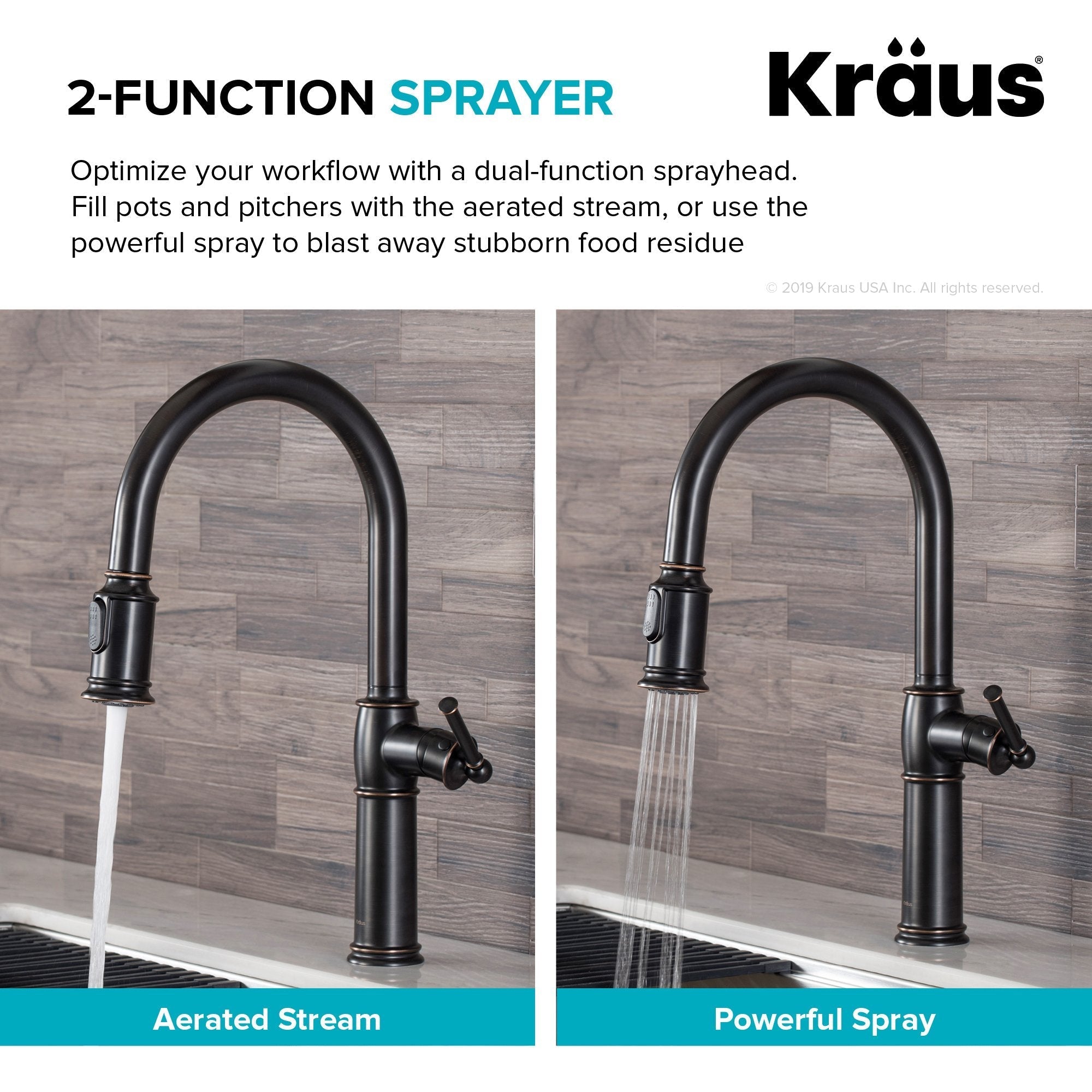 KRAUS Sellette Traditional Single Handle Pull-Down Kitchen Faucet in Oil Rubbed Bronze KPF-1682ORB | DirectSinks