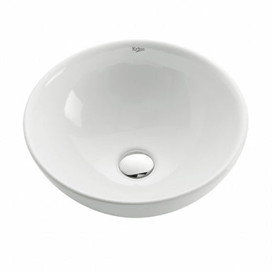 KRAUS Soft Round Ceramic Vessel Bathroom Sink in White-Bathroom Sinks-KRAUS