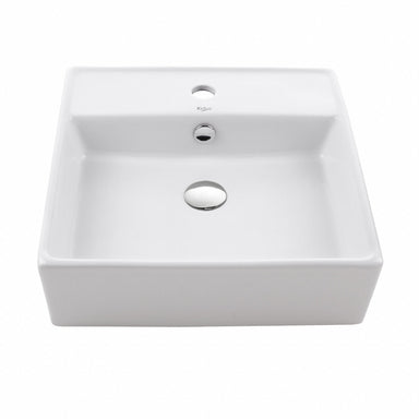 KRAUS Square Ceramic Vessel Bathroom Sink in White-Bathroom Sinks-KRAUS