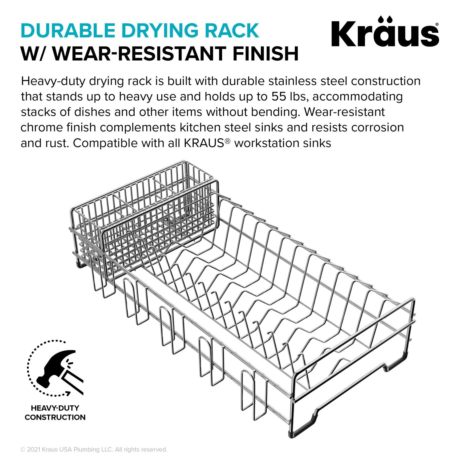 KRAUS Stainless Steel Workstation Sink Dish & Utensil Drying Rack-Kitchen Accessories-DirectSinks