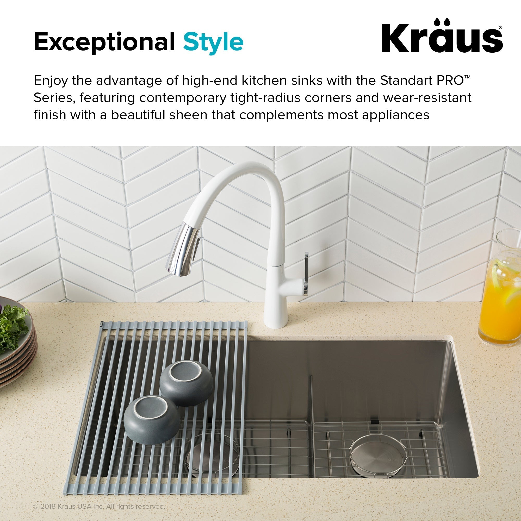 KRAUS Standart PRO 32" 16 Gauge Undermount 60/40 Low Divider Double Bowl Stainless Steel Kitchen Sink-Kitchen Sinks-DirectSinks