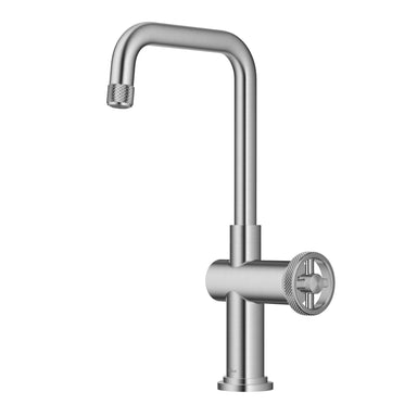 KRAUS Urbix Industrial Single Handle Kitchen Bar Faucet in Stainless-Kitchen Faucets-DirectSinks