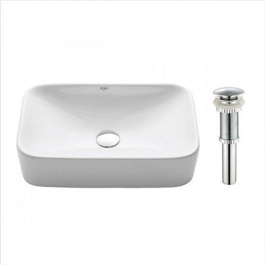 Kraus White Rectangular Ceramic Bathroom Sink with Pop Up Drain-KRAUS-DirectSinks