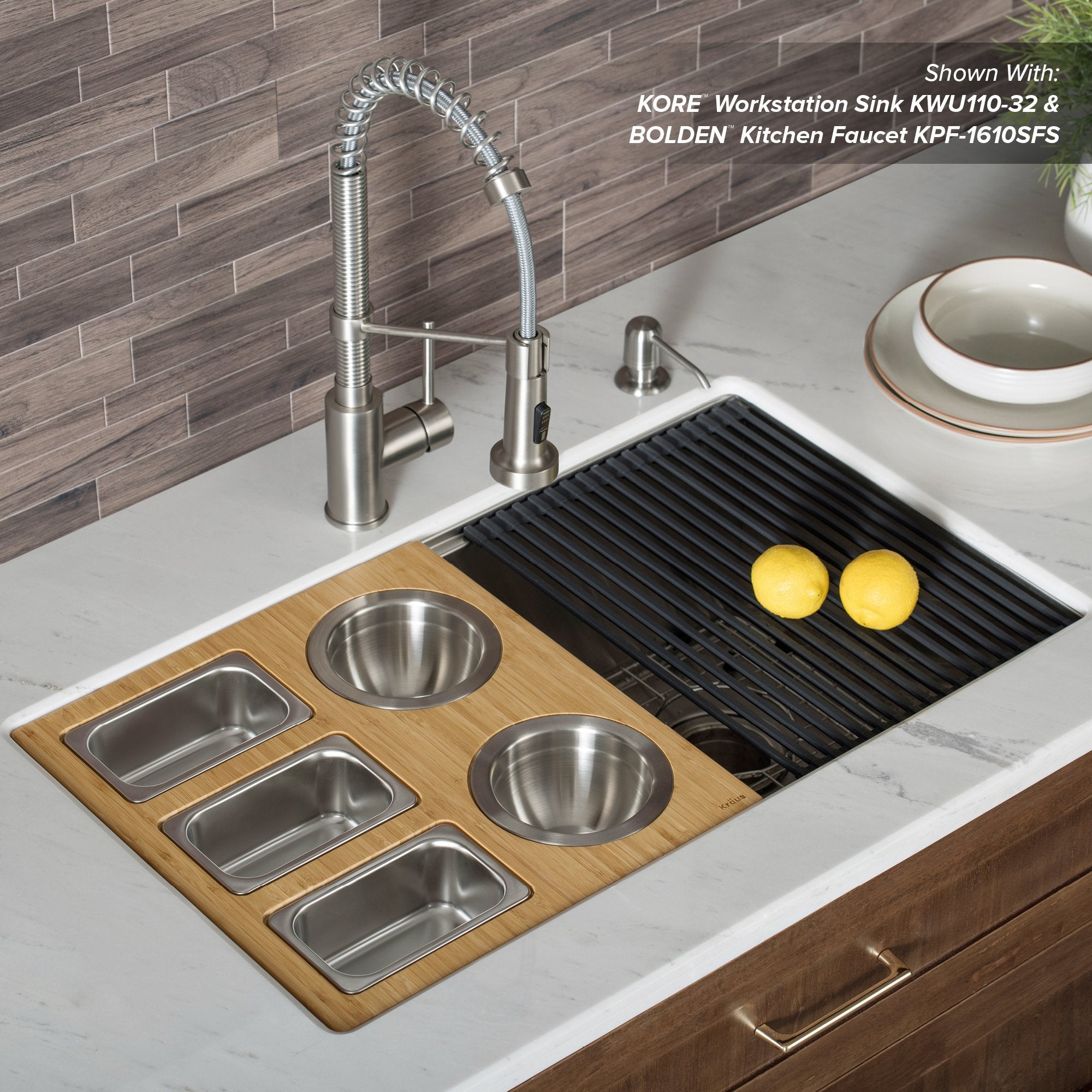 KRAUS Workstation Kitchen Sink Serving Board Set with Assorted Bowls-Kitchen Accessories-KRAUS