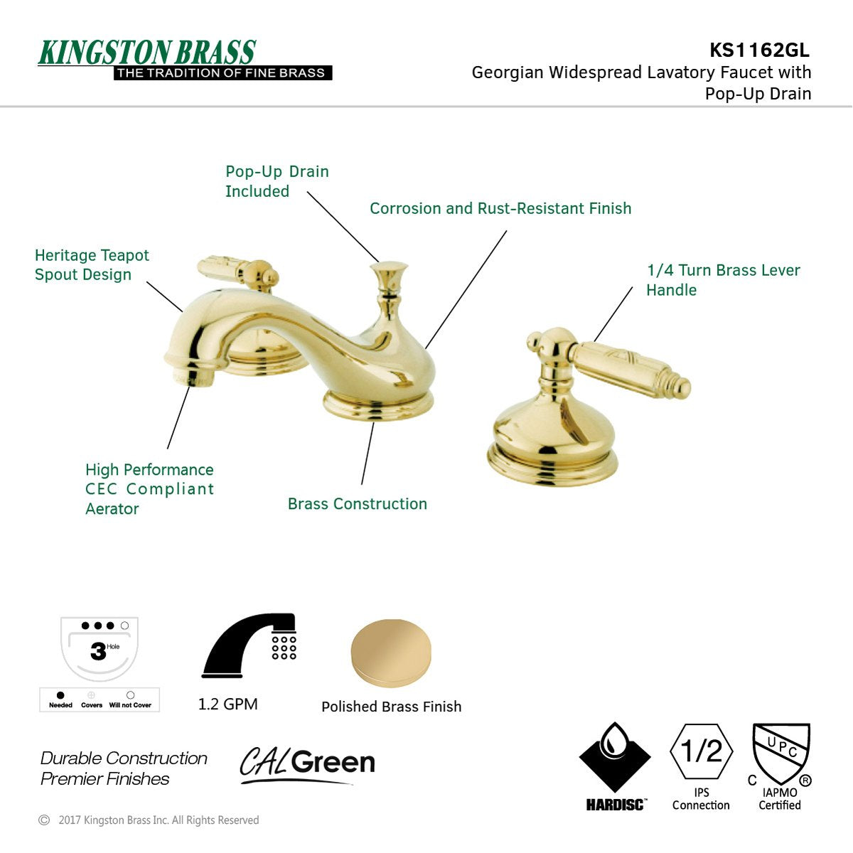 Kingston Brass Georgian 8-Inch Widespread Bathroom Faucet