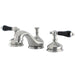 Kingston Brass Heritage Onyx Solid Brass Widespread Lavatory Faucet with Black Porcelain Lever Handle-Bathroom Faucets-Free Shipping-Directsinks.