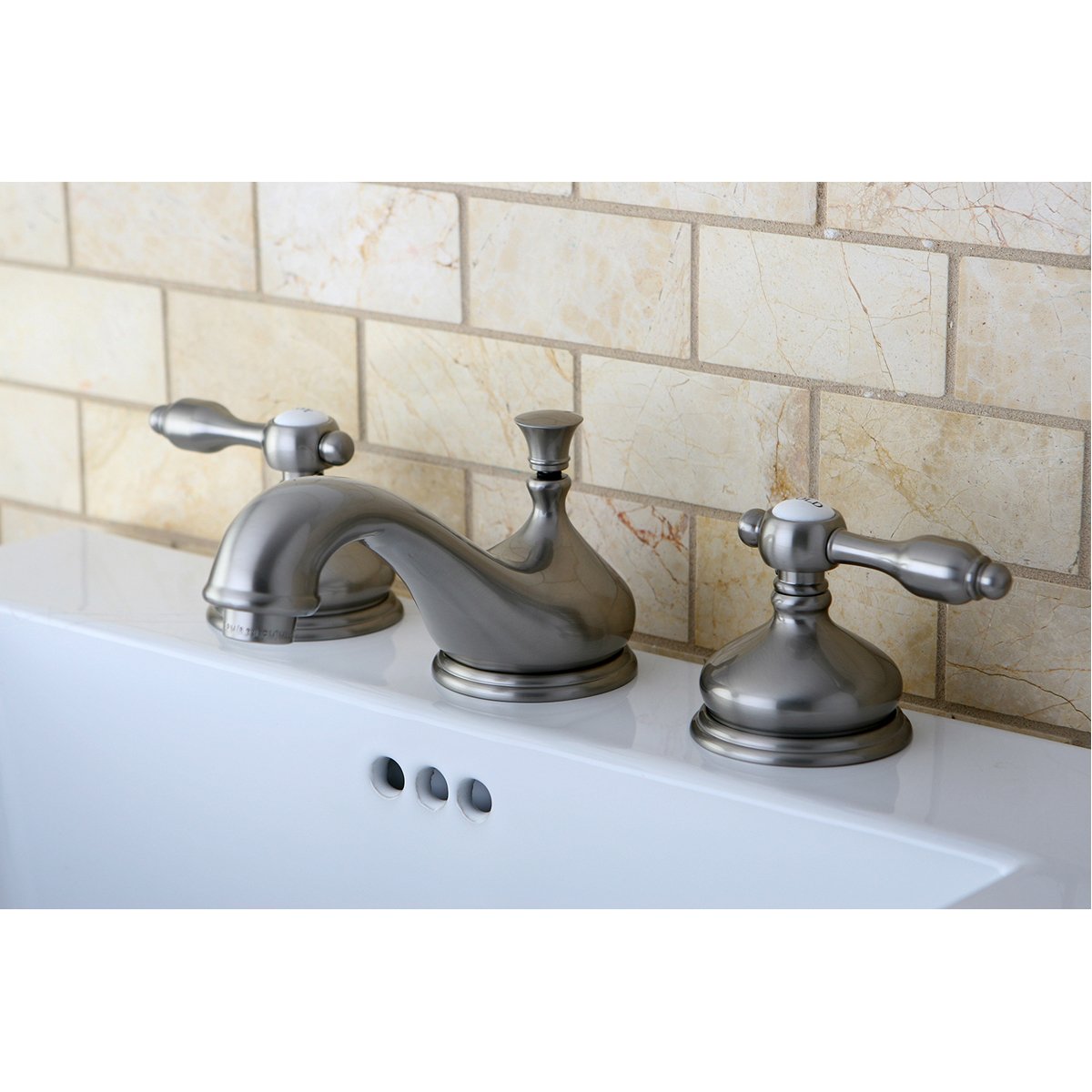 Kingston Brass Tudor Deck Mount 8-Inch Widespread Bathroom Faucet