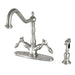 Kingston Brass Tudor Mono Deck Mount Kitchen Faucet with Brass Sprayer-Kitchen Faucets-Free Shipping-Directsinks.