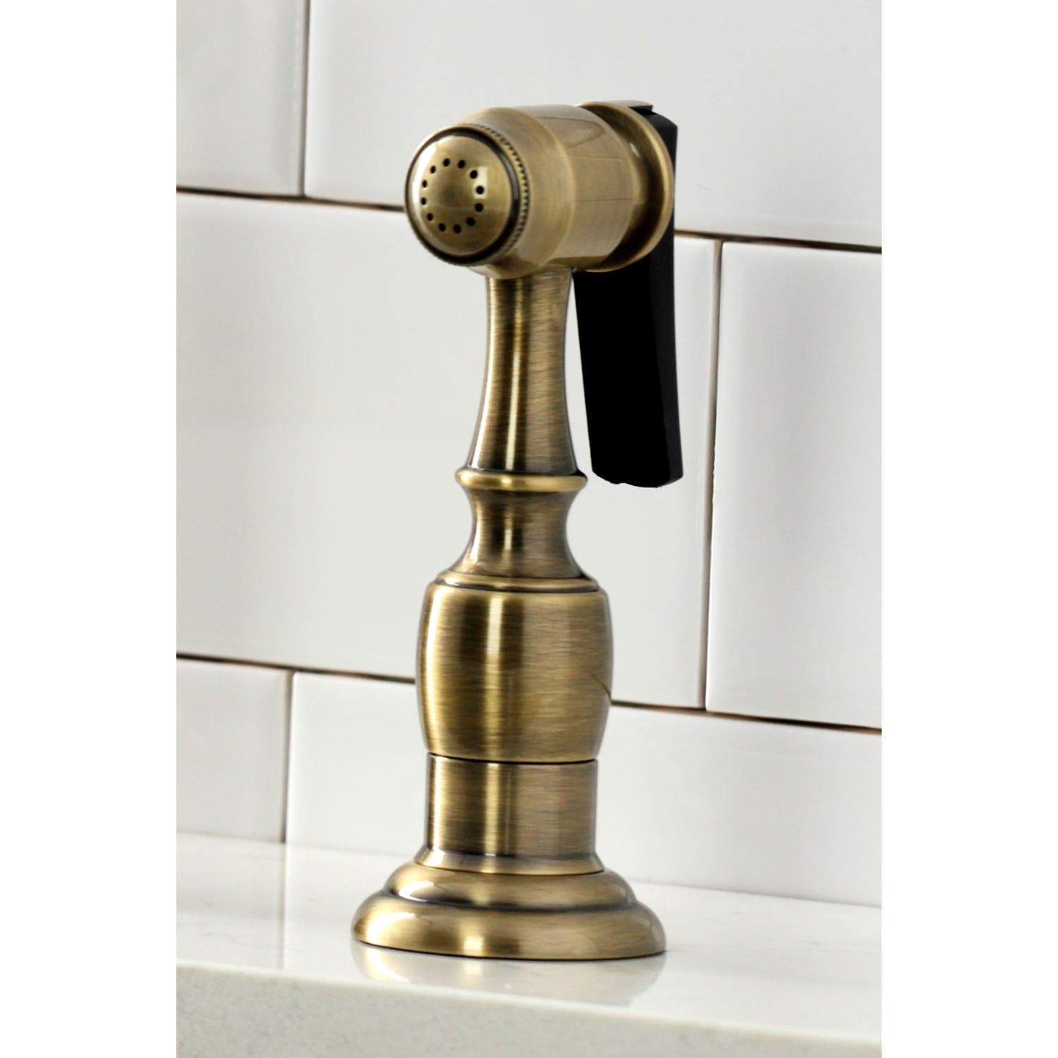 Kingston Brass KS127XPKLBS-P Duchess Bridge Kitchen Faucet with Brass Sprayer