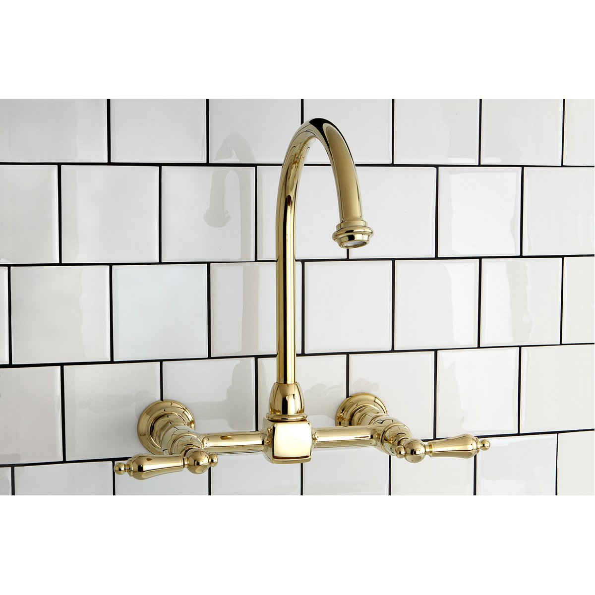 Kingston Brass Restoration 8-Inch Centerset Wall Mount Kitchen Faucet